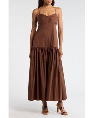 A.L.C. Harper Ruched Cotton Maxi Dress - Brown