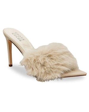 In Touch Footwear Faux Fur Stiletto Mule Sandal - White