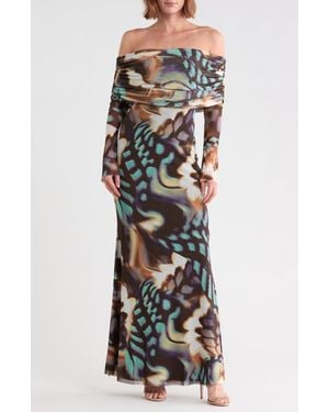 AFRM Thelma Off The Shoulder Long Sleeve Dress - Multicolor
