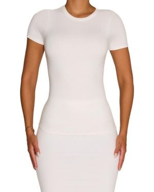 Naked Wardrobe Bare Short Sleeve Crew Top - White