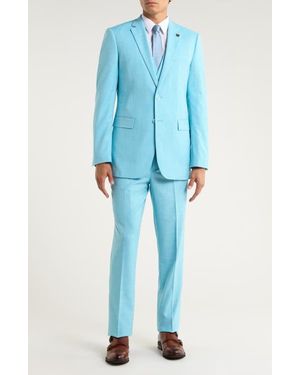 ZEGARIE Mélange 3-Piece Suit - Blue