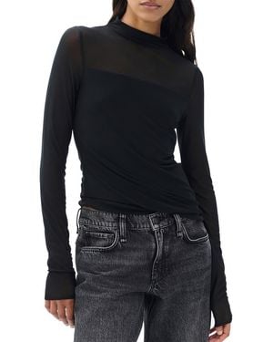Rag & Bone Luca Long Sleeve Mesh Top - Black