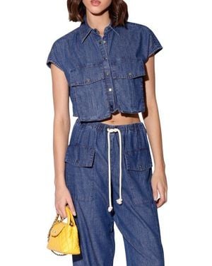 Walter Baker Bryce Crop Denim Top - Blue