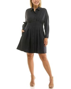 Nicole Miller Bi-Stretch Long Sleeve Shirtdress - Black