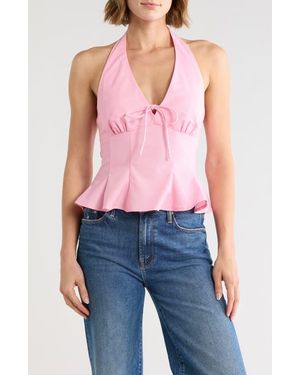 Lush Halter Peplum Top - Blue