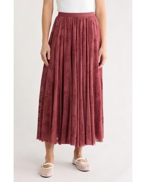 DR2 by Daniel Rainn Floral Mesh Maxi Skirt - Red