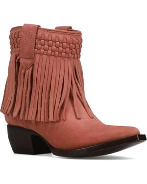 Frye Sacha Fringe Western Bootie - Brown