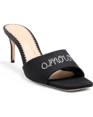 Cinq À Sept June Heatset Crystal Slide Sandal - Black