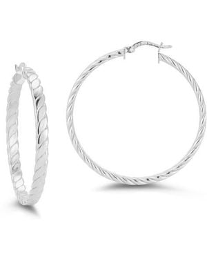 Chloe and Madison Twisted Large Hoop Earrings - White