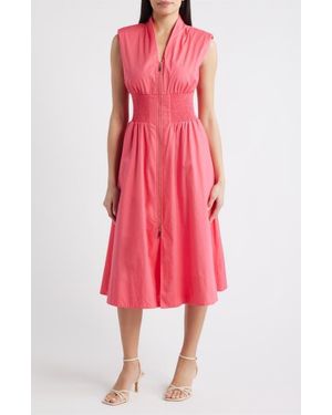 Vince Camuto Sleeveless Cotton Midi Dress - Red