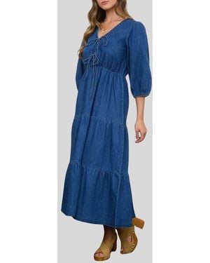 Blu Pepper Tiered Midi Dress - Blue