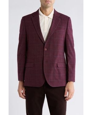 Nautica Windowpane Notch Lapel Stretch Blazer - Purple