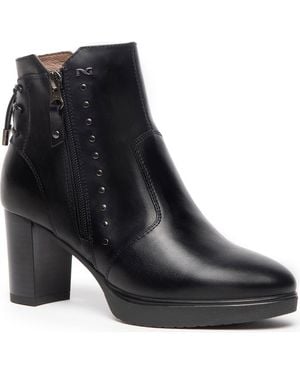 Nero Giardini Corset Zip Leather Platform Bootie - Black