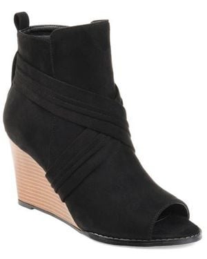 Journee Collection Sabeena Wedge Peep Toe Bootie - Black