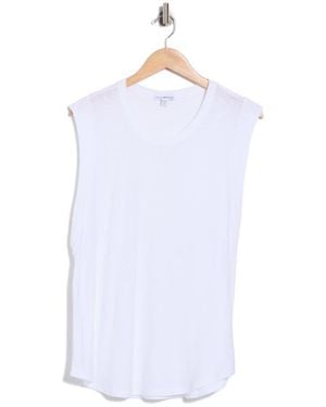 James Perse Curved Hem Muscle Tank - White