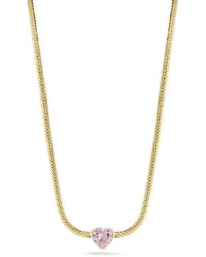Sphera Milano Cubic Zirconia Heart Snake Chain Necklace - White
