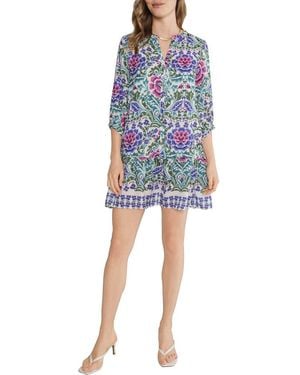 Matty M Dawn Floral Drop Waist Dress - Blue