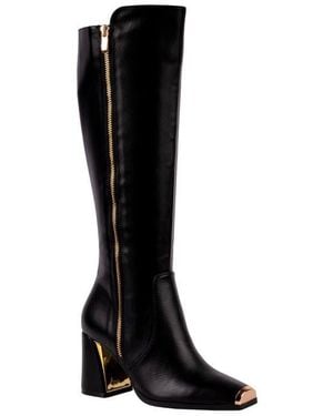 Ninety Union Link Nipped Toe Knee High Boot - Black