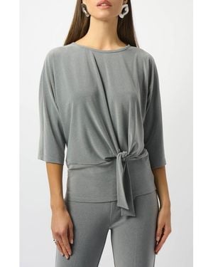 Joseph Ribkoff Melange Twist Hem Silky Knit Boxy Top - Gray