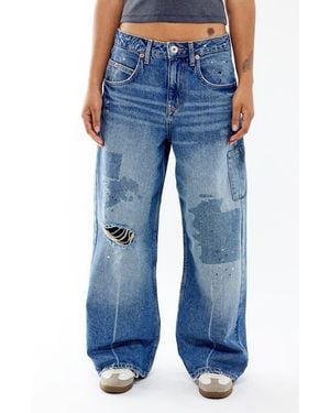BDG Jaya Rip & Repair Low Rise Wide Leg Jeans - Blue