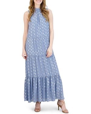 Julia Jordan Donna Ricco Foil Dot Tiered Maxi Dress - Blue