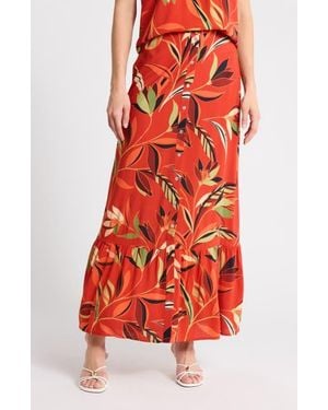 DR2 by Daniel Rainn Button Front Maxi Skirt - Red