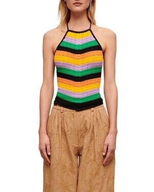 Maje Matrix Crochet Halter Neck Top - Orange