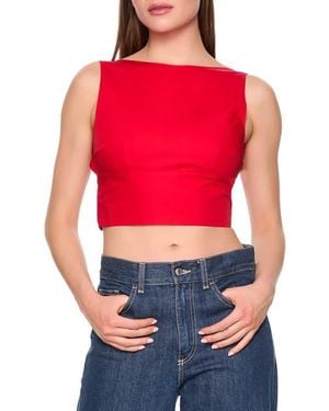 Susana Monaco Open Bow Back Cotton Poplin Top - Red