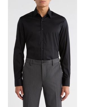 Duchamp Slim Fit Stretch Cotton Dress Shirt - Black