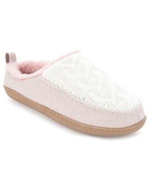 FLOOPI Tori Cable Knit Faux Shearling Slipper - White
