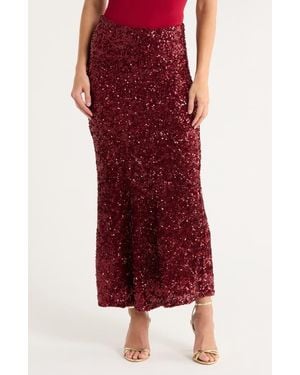 Alice + Olivia Maeve Sequin Maxi Skirt - Red