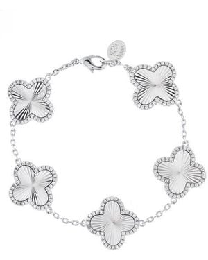 Rivka Friedman Pavé Cz Clover Station Bracelet - White
