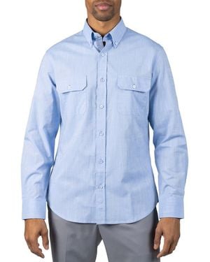 Tailorbyrd Signature Cotton Chambray Button-Down Shirt - Blue
