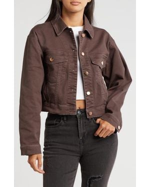 Vigoss Relaxed Trucker Denim Jacket - Brown