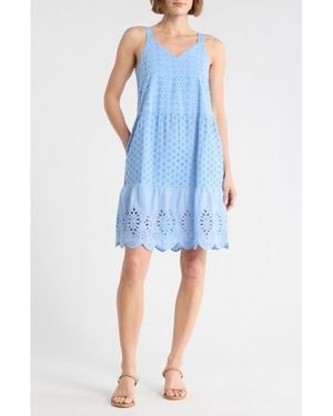 Splendid Napa Cotton Eyelet Sundress - Blue