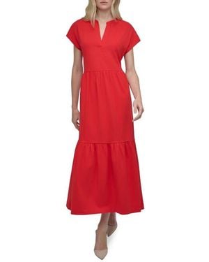 DKNY Tiered Stretch Cotton Maxi Dress