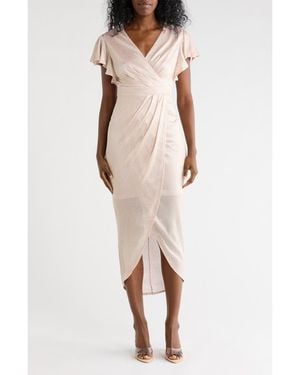 Julia Jordan Ruffle Sleeve Tulip Maxi Dress - Pink