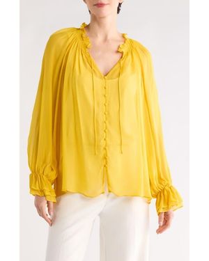 Alice + Olivia Josephine Tie Neck Top - Yellow