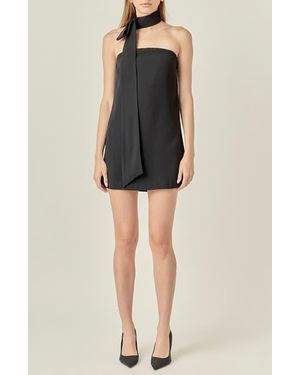 Endless Rose Choker Tie Minidress - Black