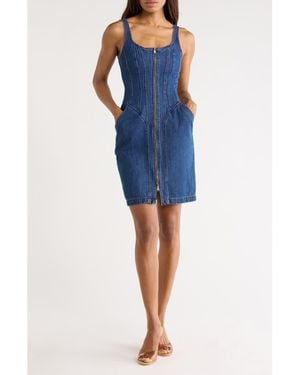 L'Agence Jaxyn Sleeveless Zip Front Denim Dress - Blue