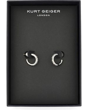 Kurt Geiger Pavé Crystal Mini Huggie Hoop Earrings - Black