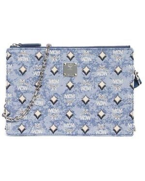 MCM Aren Wallet On A Chain - Blue