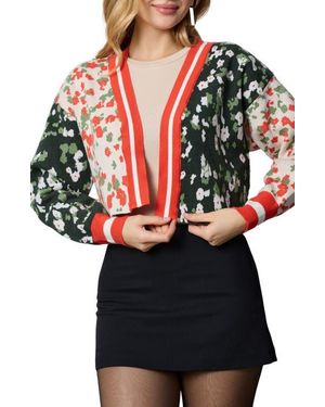 Saachi Two-Tone Floral Cardigan - Red