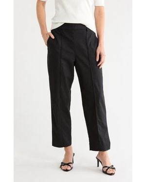 Vince Mid Rise Linen Blend Pants - Black