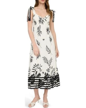 AUGUST SKY Shoulder Tie Midi Dress - White