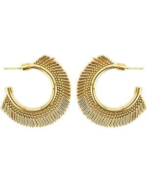 Panacea Beaded Fringe Hoop Earrings - Metallic