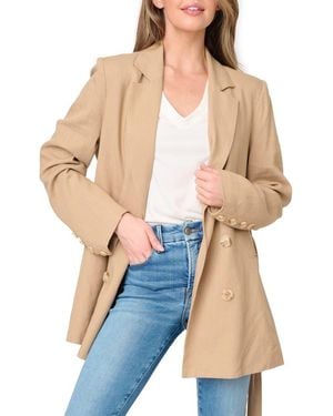 Gibsonlook Belted Linen Blend Blazer - Natural