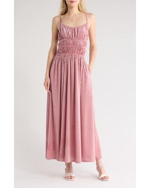 Wishlist Floral Tiered Velour Dress - Purple