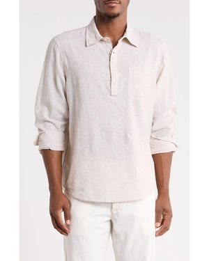 14th & Union Mariner Linen & Cotton Long Sleeve Shirt - Gray