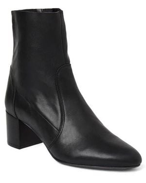Bruno Magli June Leather Block Heel Boot - Black